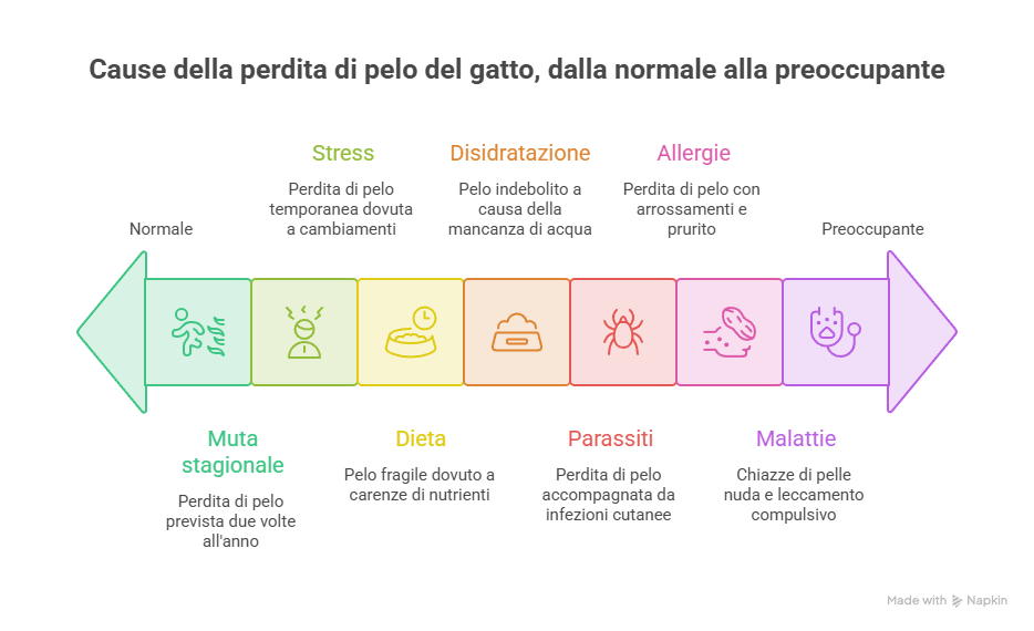 Cause della perdita di pelo del gatto, dalla normale alla preoccupante