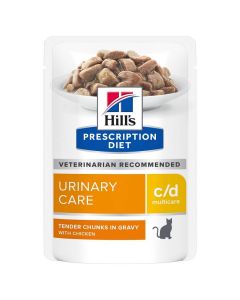 Hill's Prescription Diet Feline C/D Multicare Poulet SACHETS 12 x 85 grs- La Compagnie des Animaux