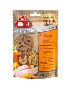 8in1 Freeze Dried Meaty Treats au poulet et aux carottes pour chien 50 g 