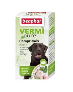 Beaphar Vermipure comprimés purge aux plantes pour moyen et grand chien + 15 kg 50 cps- La Compagnie des Animaux