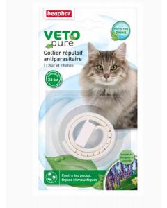Beaphar VETOpure collier répulsif antiparasitaire pour chat et chaton blanc- La Compagnie des Animaux