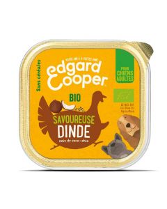 Edgard & Cooper Barquette Dinde Bio pour chien 17 x 100 g- La Compagnie des Animaux