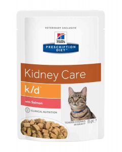 Hill's Prescription Diet Feline K/D Saumon SACHETS 12 X 85 grs- La Compagnie des Animaux