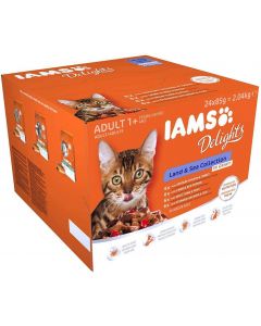 IAMS Delights Multipack "Terre & Mer" en sauce chat 24 x 85 grs - La Compagnie des Animaux