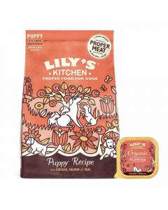 Offerta Lily's Kitchen Puppy: 1 sacchetto di crocchette con Pollo e Samone Scozzese 2,5 kg = 1 vaschetta Organic Diner Puppy BIO gratuita