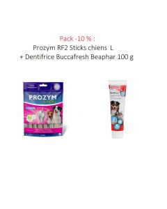 Pack -10 % : Prozym RF2 Sticks chiens L + Dentifrice Buccafresh Beaphar 100 g