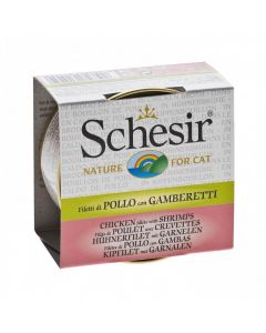 Schesir Pollo con Gamberetti in salsa naturale per gatto 14 x 70 g