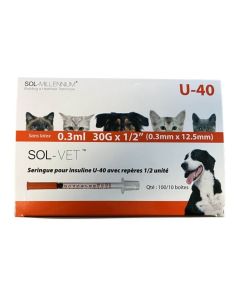 Sol-Vet Siringhe Insulina U-40 0.3 ml 30G 1/2 x100