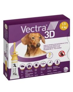 Vectra 3D Chien 1,5 à 4 kg 3 pipettes- La Compagnie des Animaux 