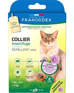 Francodex Collare Repellente per Insetti Gatto Bianco 35 cm