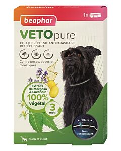 Beaphar VetoPure collare Cane Repellente Antiparassitario e Riflettente 