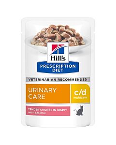 Hill's Prescription Diet Feline C/D Multicare Saumon SACHETS 12 x 85 grs- La Compagnie des Animaux