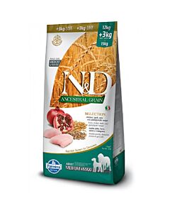 Farmina N&D Ancestral Grain Selection Crocchette Cane Adulto Medium/Maxi pollo e melograno 15 kg