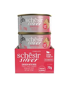 Schesir Silver mousse & filets poulet canard chat 12x70 g