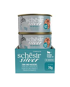 Schesir Silver filets thon & maquereau chat senior 12x70 g

