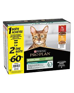 Purina Proplan Maintenance Gatto Sterilised manzo & pollo 2x (10x85g) 2nd a -60%
