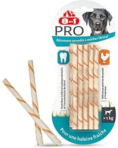 8in1 Delights Twisted Sticks Pro Dental XS pour chien x10
