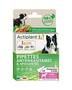 DeBonPoil Pipettes Bio Antiparasitaires Apaisantes chien 10-30kg x3 (ex Actiplant)