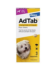 AdTab Chien de 2,5 à 5,5 kg 3 cps (Credelio)
