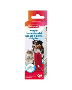 Deux brosse à dents doigtier de la marque Beaphar pour chiens et chats