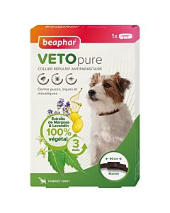 Beaphar VETOpure Collier répulsif antiparasitaire chien et chiot marron- La Compagnie des Animaux