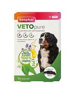 Beaphar VETOpure Grand Chien collier répulsif antiparasitaire marron

