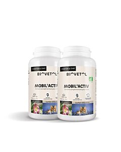 Deux boîtes d'aliment complémentaire Biovetol Mobil'activ pour chat 20 cps
