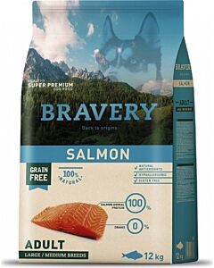 Bravery Chien Adulte Medium & Large Saumon Sans céréales 12 kg

