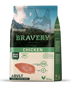 Bravery Chien Adulte Medium & Large Poulet Sans céréales 12 kg

