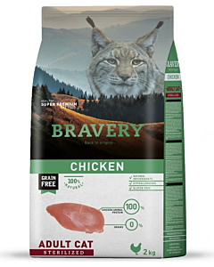 Bravery Gatto Adulto Sterilizzato Pollo Senza cereali 2 kg