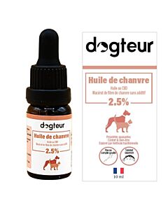 Dogteur Huile de chanvre saumon 2.5% 10 ml