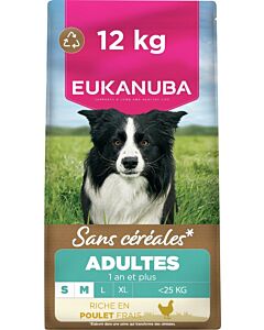 Eukanuba Sans Céréales Chien Adulte S/M Poulet 12 kg