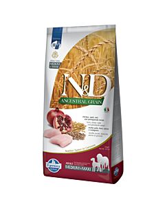 Farmina N&D Ancestral Grain Crocchette Cane Adulto Medium/Maxi pollo e melograno 12 kg