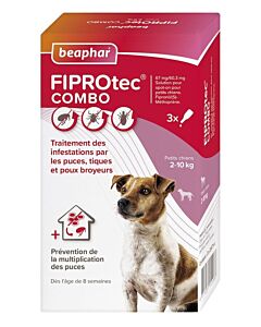 Beaphar Fiprotec Combo petits chiens 2-10 kg 3 pipettes- La Compagnie des Animaux