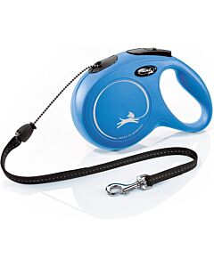 Laisse à enrouleur Flexi New Classic Corde bleu M 8 m