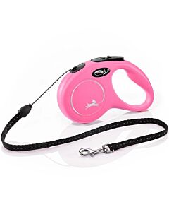 Laisse à enrouleur Flexi New Classic Corde Rose S 5 m