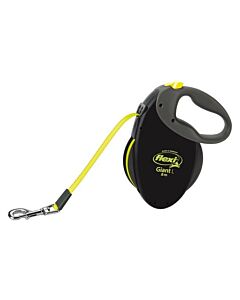 Laisse à enrouleur Flexi Giant Sangle Noire et Jaune Fluo L 8 m - 50 kg max