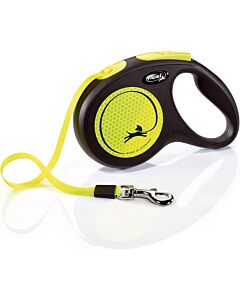 Laisse à enrouleur Flexi Neon Sangle Jaune Fluo M 5 m