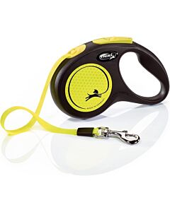 Laisse à enrouleur Flexi Neon Sangle Jaune Fluo S 5 m