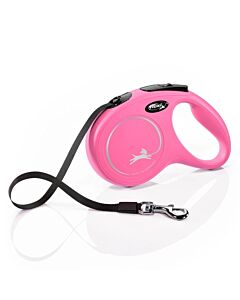 Laisse à enrouleur Flexi New Classic Sangle Rose M 5 m