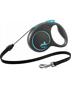 Laisse à enrouleur Flexi Black Design Corde Bleu M 5 m