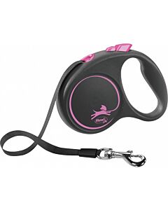Laisse à enrouleur Flexi Black Design Sangle Noir S 5 m