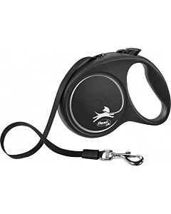 Laisse à enrouleur Flexi Black Design Sangle Noir S 5 m