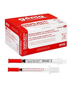 Dispoject Seringues insuline U-40 0.3 ml 30G 1/2 x100