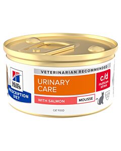 Hill's Prescription Diet Feline C/D Urinary Stress Mousse Saumon 12 x 85 g