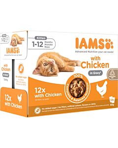 IAMS Delights Poulet en sauce chaton 12 x 85 grs - La Compagnie des Animaux