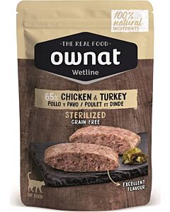 Ownat Wetline Gatto Sterilizzato Tacchino e Pollo 12 x 85 g