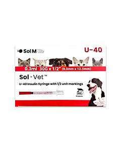 Sol-Vet Siringhe Insulina U-40 0.3 ml 30G 1/2 x100