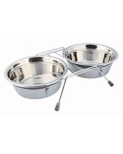 Trixie Set de gamelles anti-bruit avec support 1,5 L - La Compagnie des Animaux