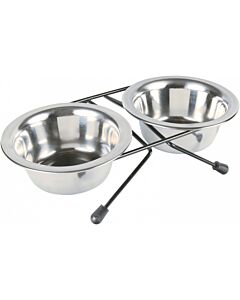 Trixie Set de gamelles en acier inox avec support 0,2 L - La Compagnie des Animaux